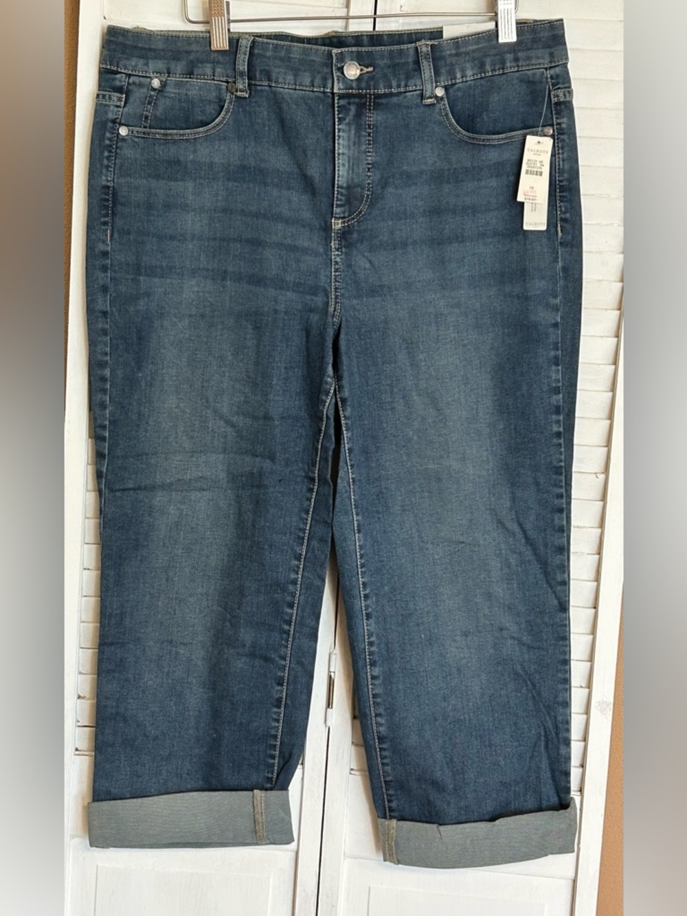 Talbots Size 14 NWT Simply Flattering 5-pocket crop blue jeans cropped ankle